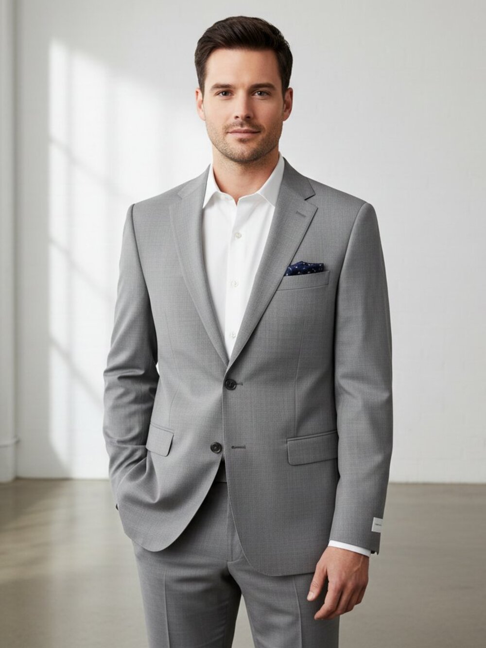 Calvin Klein Gray Wool Blend Suit Jacket NWT 42W Slim Stretch Blazer